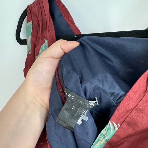 Marc Jacob’s 100% Cotton Y2K Feather Print V Neck Thick Strap Mini Dress - Picture 4 of 4